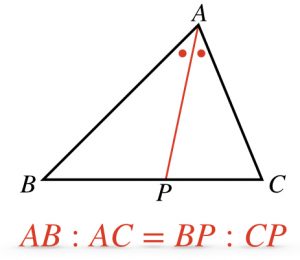 角の二等分線の性質（線分比の公式）に関する定理の証明